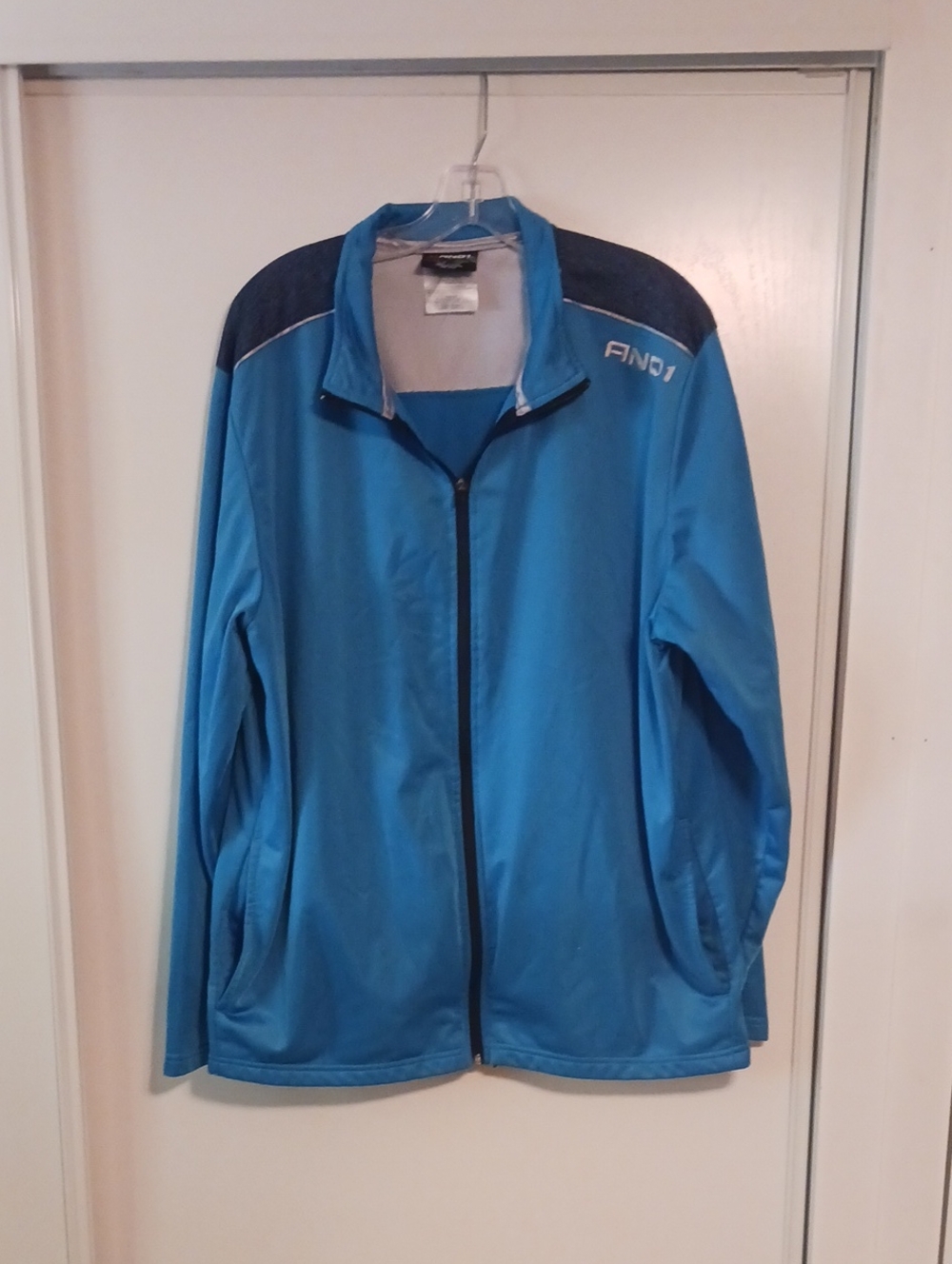 And1 Men’s Teal-Blue Full Zip Performance Jacket with Navy Accents